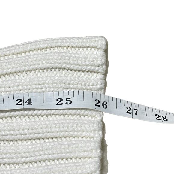 Land's End Cable Knit Fisherman Turtleneck Sweater Size L Ivory Cotton Classic - Picture 8 of 13